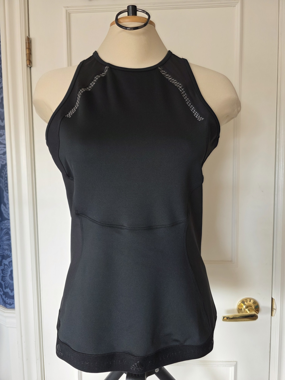 Adidas by Stella McCartney Black Mesh Panel High Neck Racerback Tank Top Size M